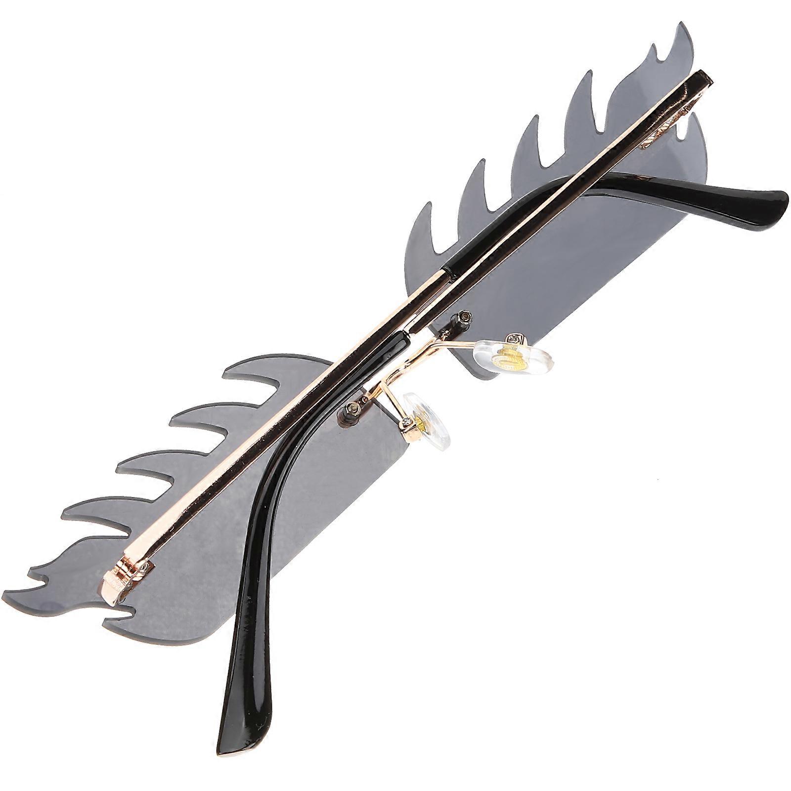 Black Rimless Sunglasses for Party 4Pairs Flame Shape Unisex