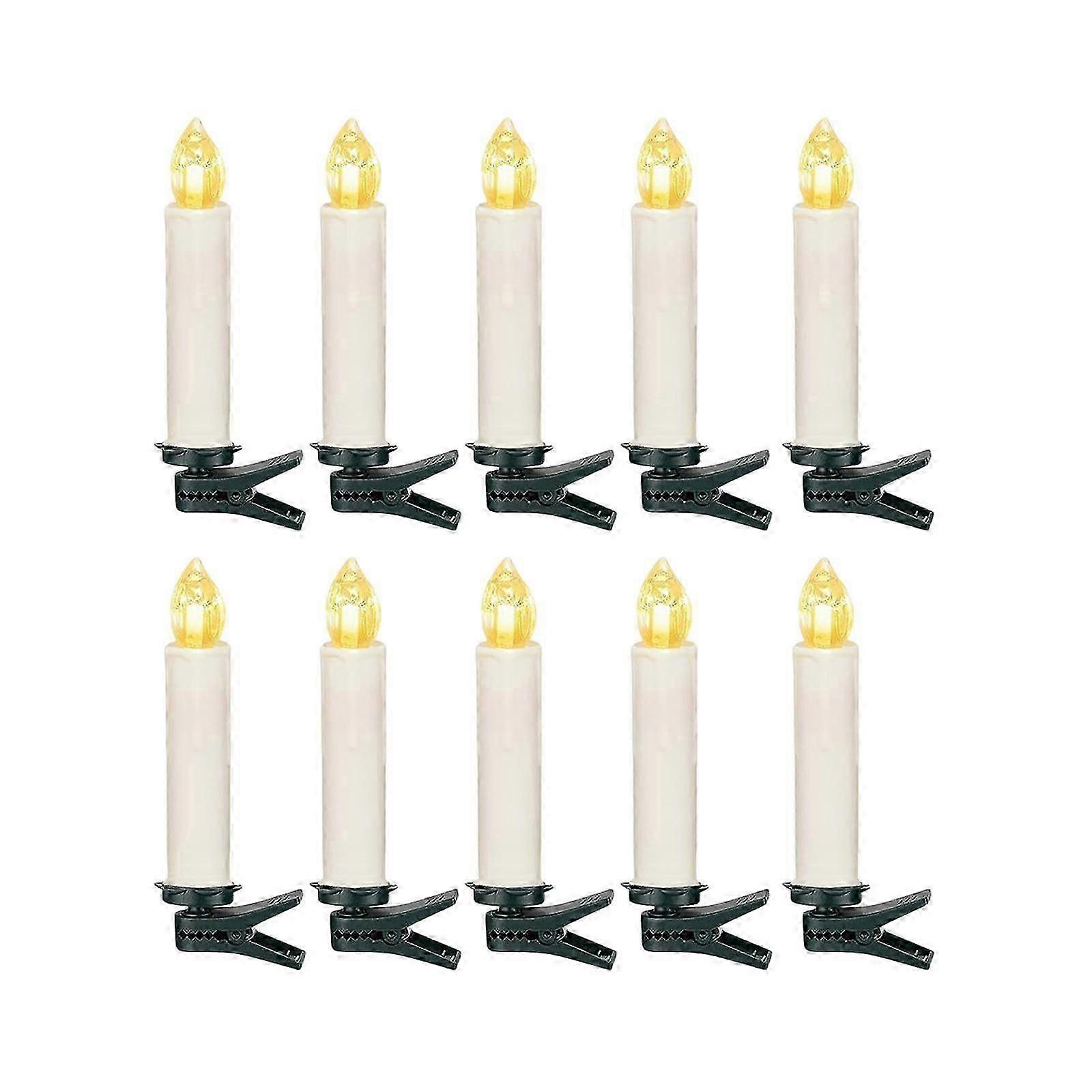 LED Candles Lights with Clips Xmas Decoration for Garden Anniversary Holiday 10 Pieces