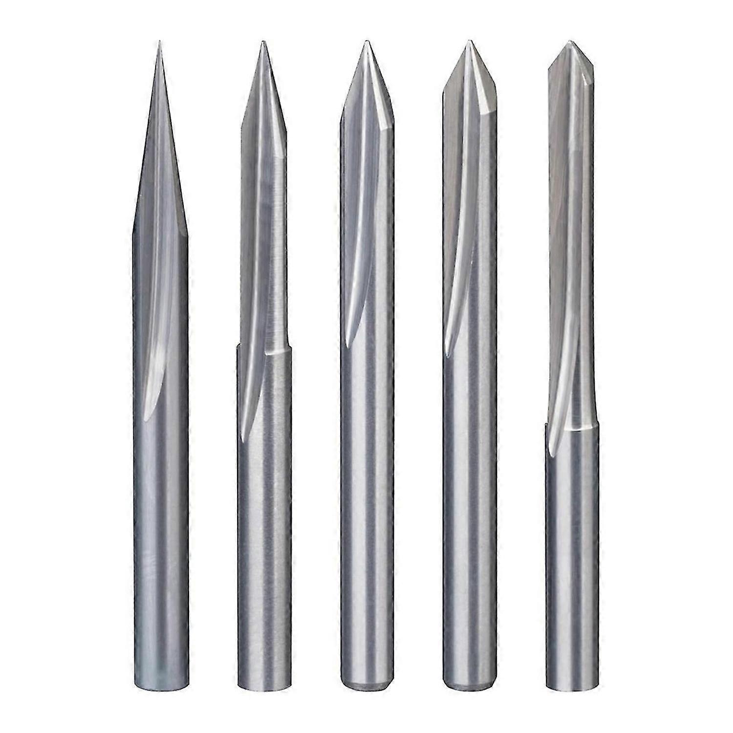 5pcs V-Type Router Engraving Drill Bits 1/8 Shank 2 Flutes