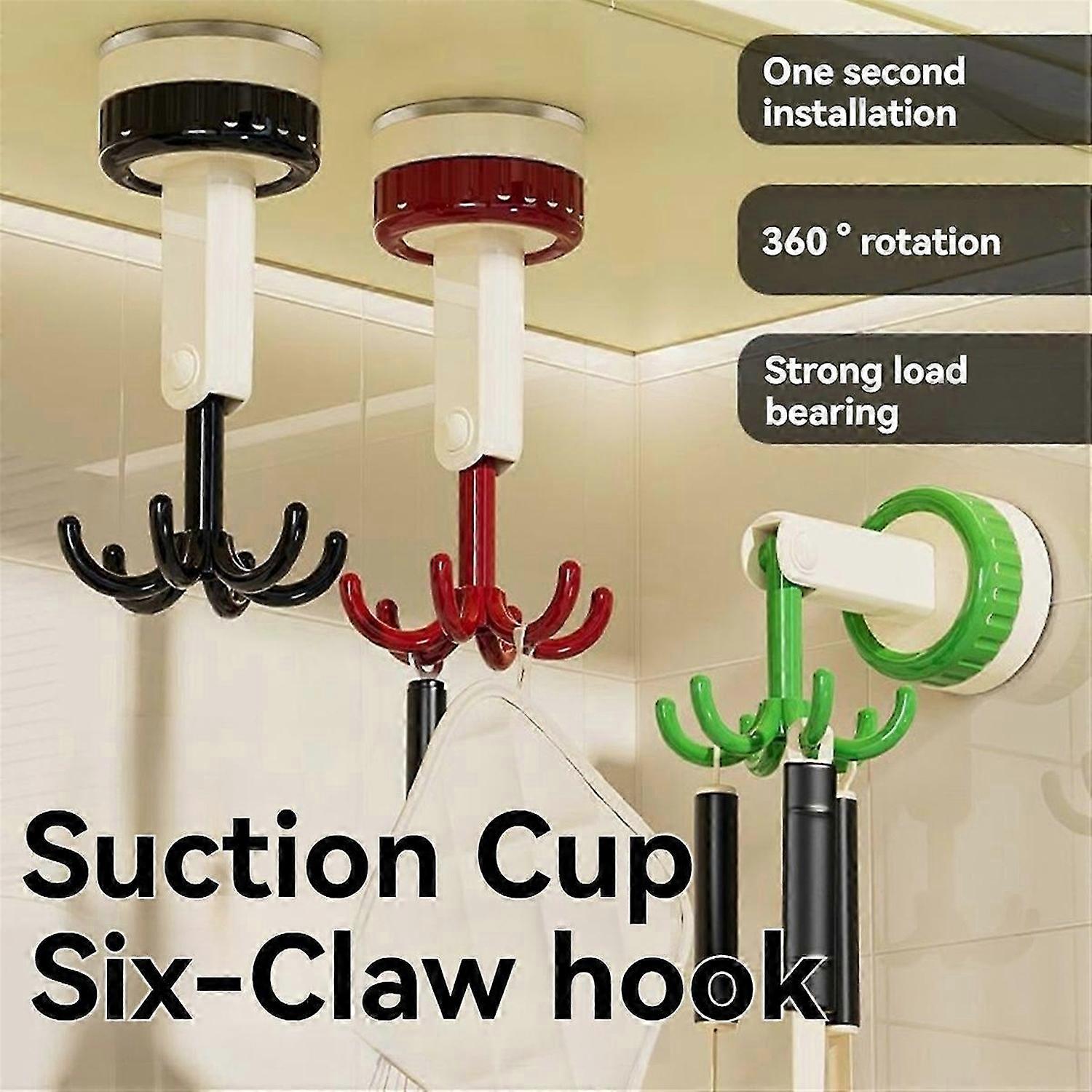 360 Degrees Rotating Folding Hook, Self-Adhesive Suction Cup Hooks Rotating Kitchen Utensil Holder