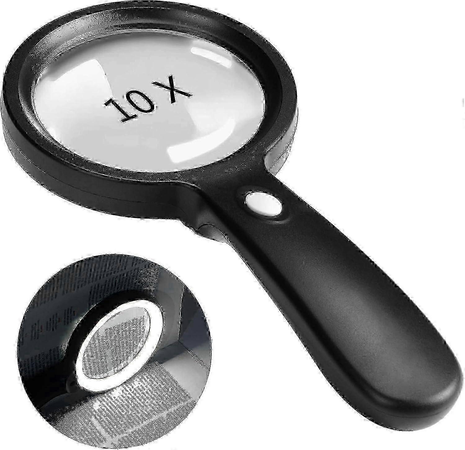 Suitable Magnifier with Light, 10X Handheld Magnifier 12 LED Illuminated Magnifier with Light for Macular Degeneration, Elderly Reading, Wel