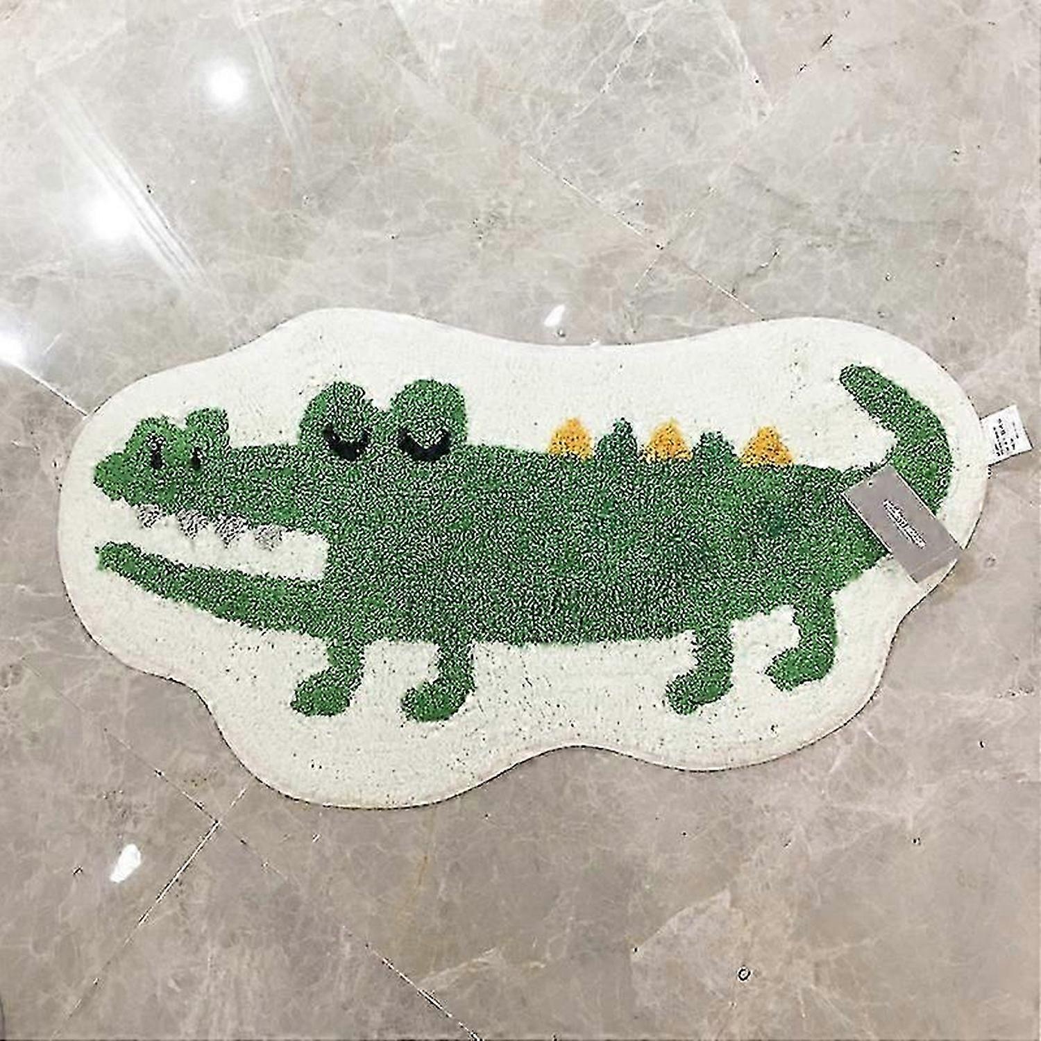 Grün Krokodilförmiger Teppich Niedliche Kunsttier Print Teppich Badematte