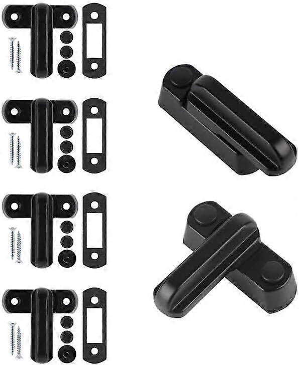Sash Jammer Additional Window Lock, 6 Door Window Locks Block Aluminum Alloy with 12x Screws, Home Security, Child Safety, Black