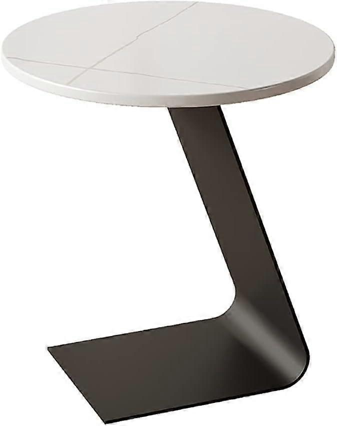 Sofa Side Table Round RockSlab , Iron Bracket, 45x55 cm, Color C, Living Room Bedroom Balcony