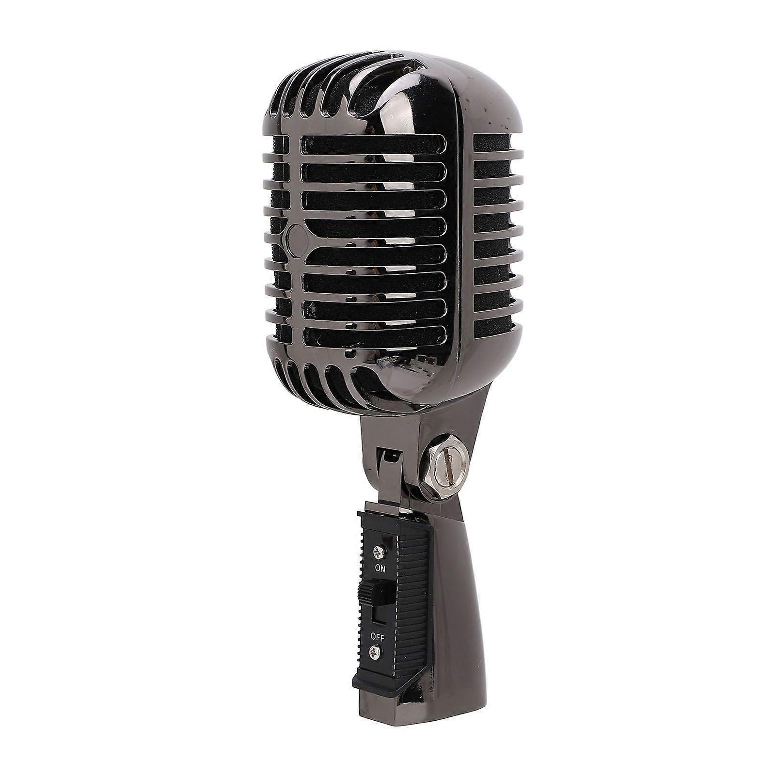 Classic Retro Dynamic Vocal Microphone Cardioid Zinc Alloy Universal Stand Old Vintage Dynamic Vocal Mic