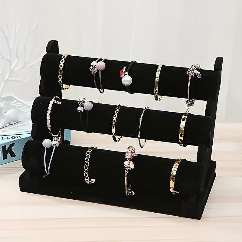 1/2/3 Layers Black Velvet Jewelry Display Stand-Removable Desktop Bag with Cylindrical Compartments,Lightweight Fabric Material