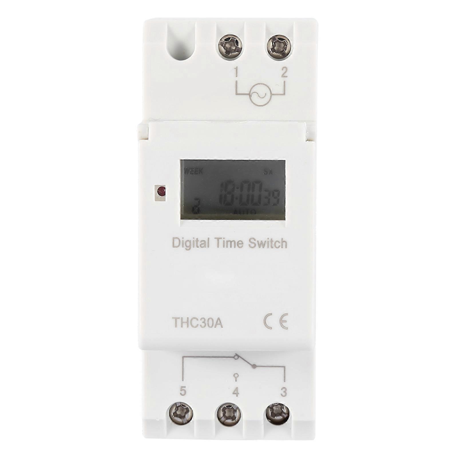 THC 30A Digital Timer Switch, Programmable Electronic Time Control Switch (220V)