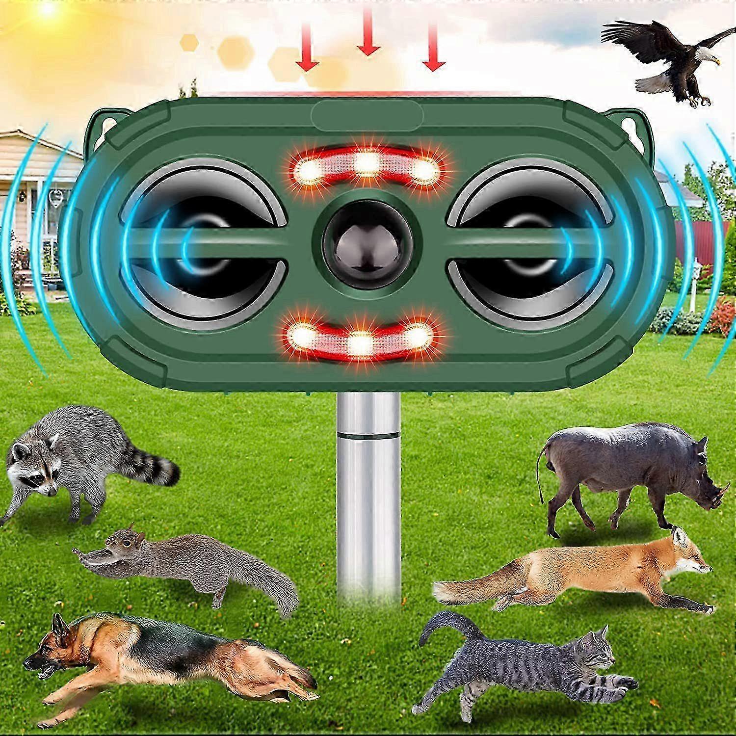 "Solar-Powered Ultrasonic Animal Repeller: Cat Repellent with Solar Panel"