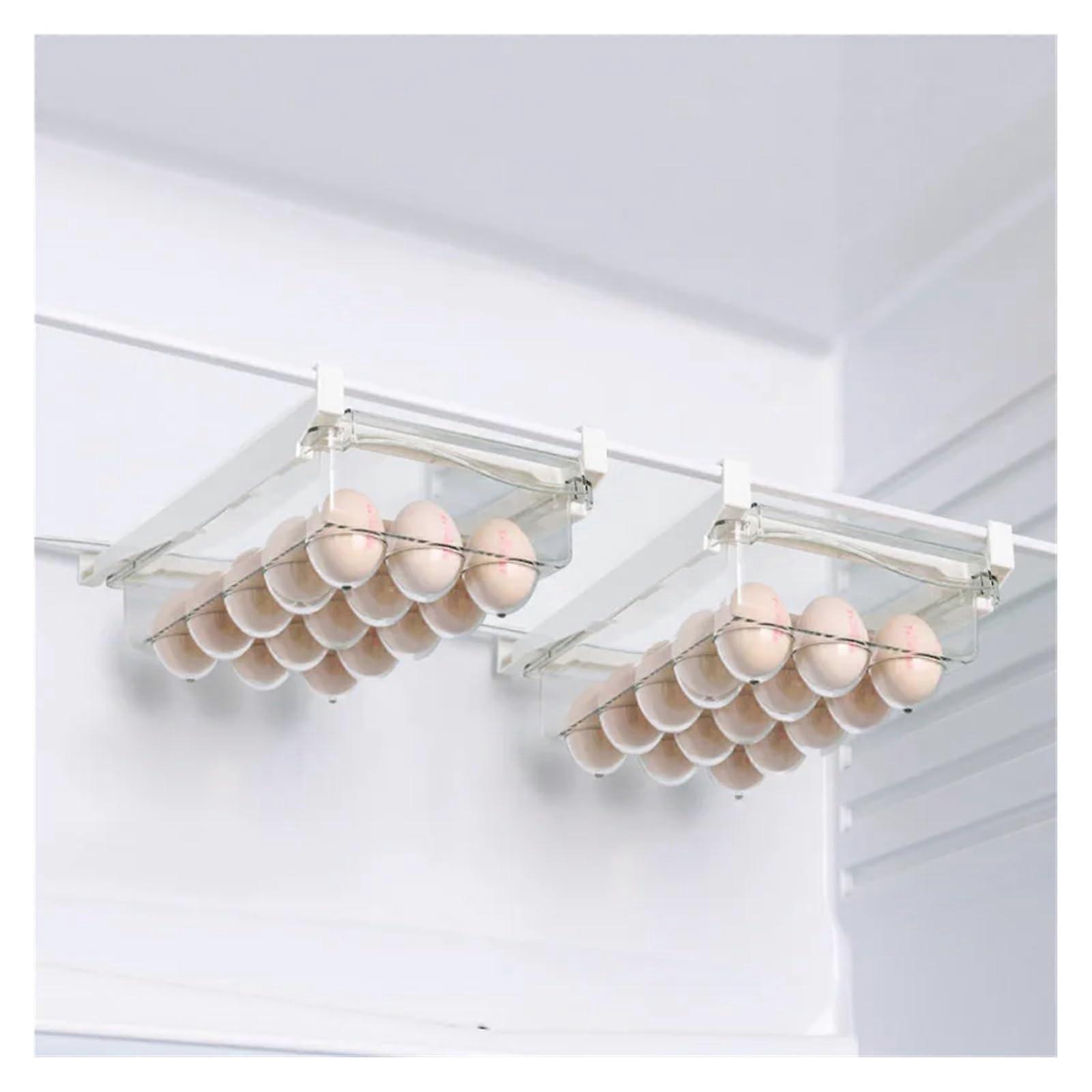Fridge Organisers Under-Shelf Refrigerator Drawer Box for Eggs and Fruits, Kitchen Storage Organizer, BPA-Free Plastic