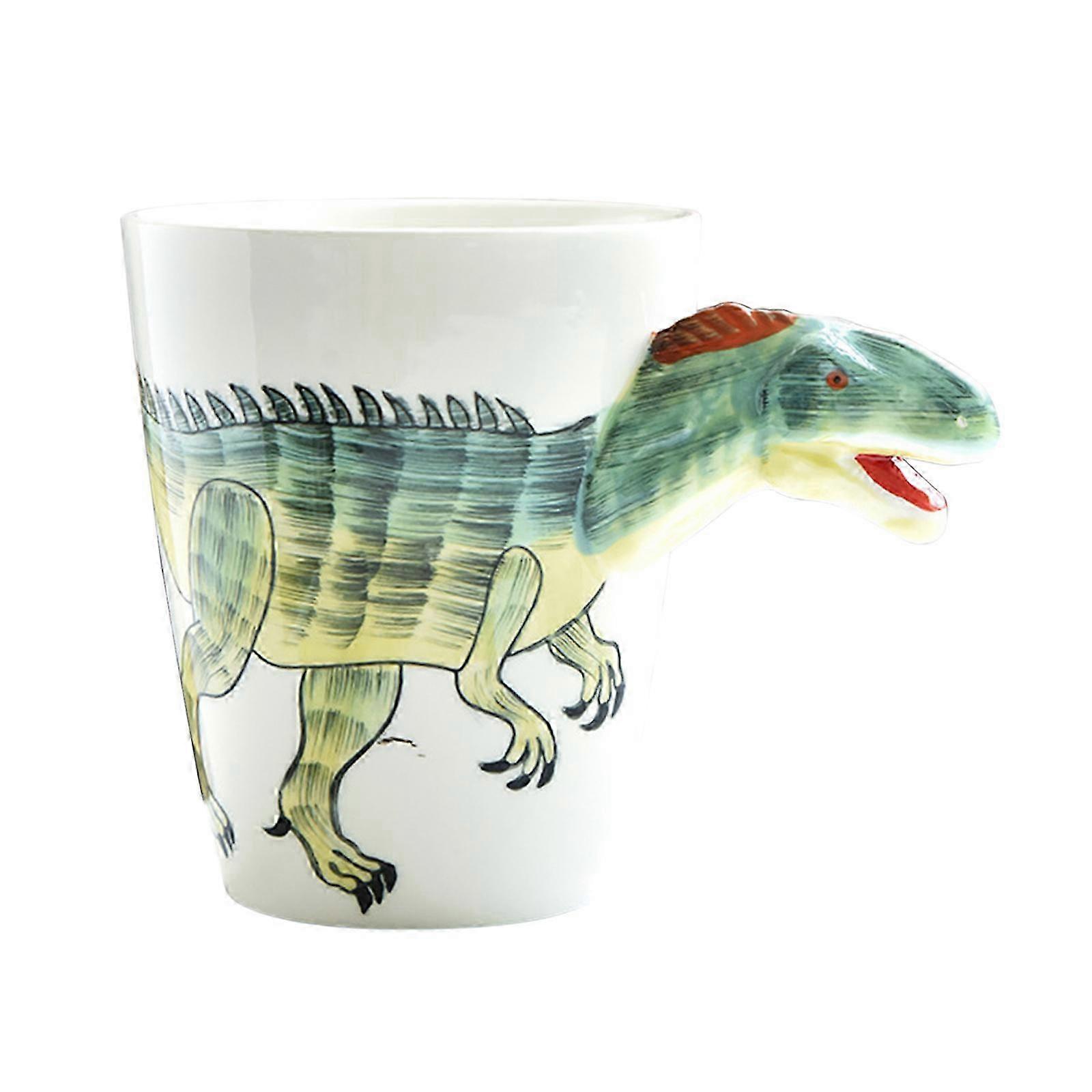 Hand Painted Ceramic Dino Mug - 400ml Large Capacity, Multicolor Design 2025