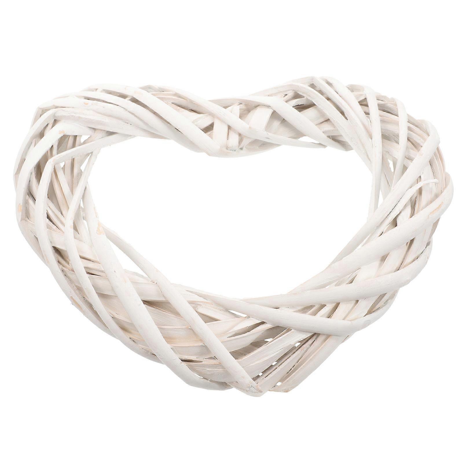 3Pcs White Heart Shaped Wreath DIY Rattan Frame for Holiday Decoration