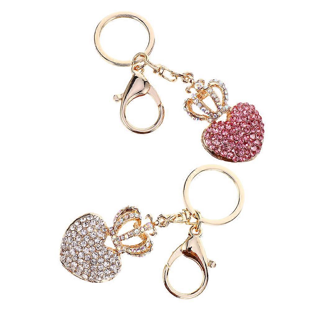 Sparkling Heart Keychain for Decoration with 8Pcs Rhinestone Heart Designs