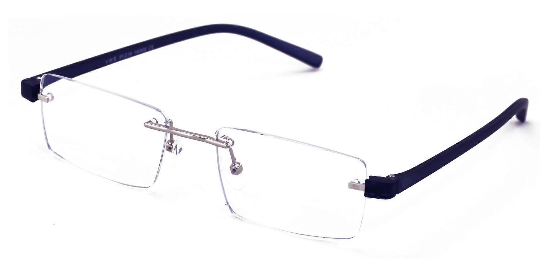 Lightweight Rimless Reading Glasses Metal with Flexible Temple - Rectangular Anti Blue Blocker Reader Clear Lens 2.25