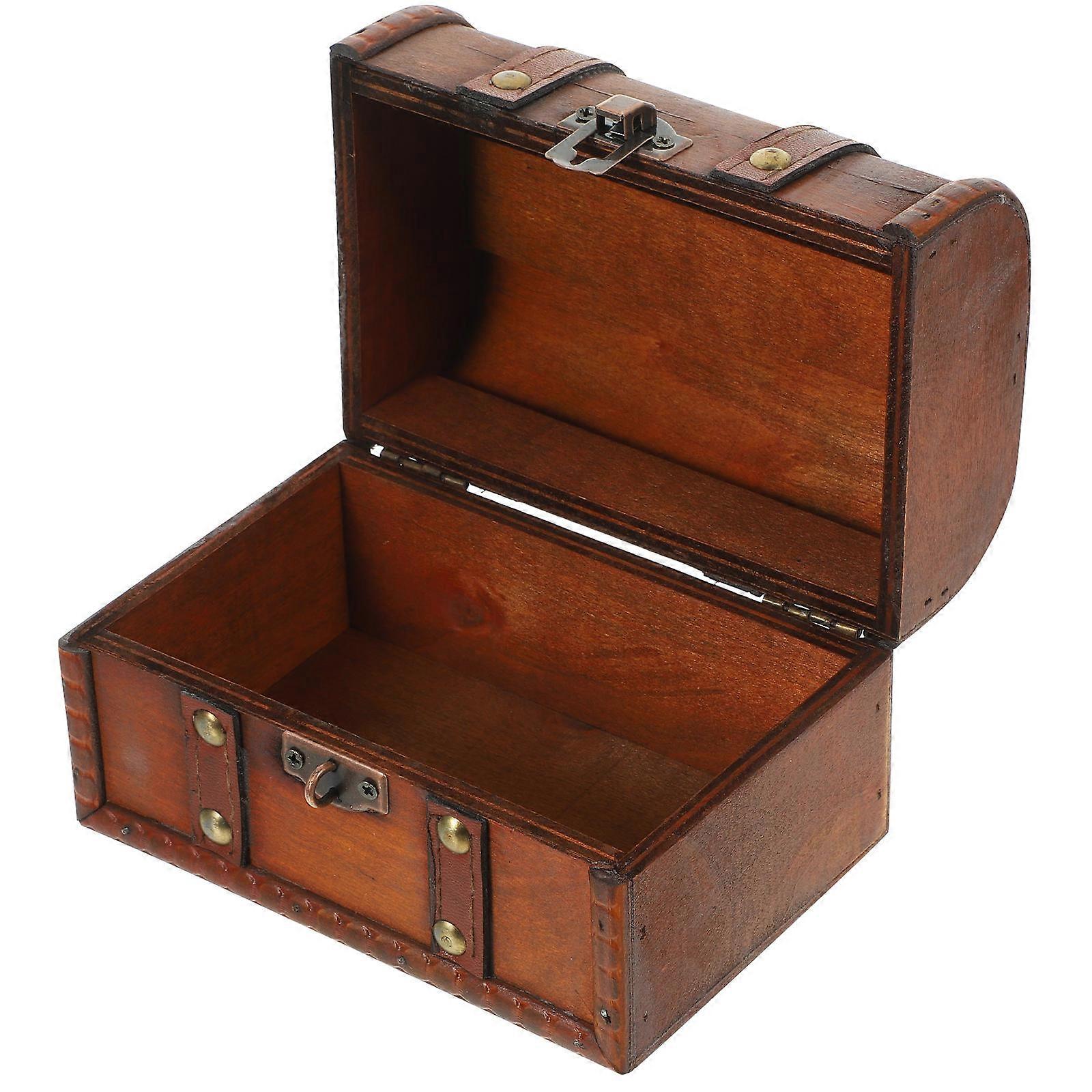 Keepsake Box for Storage Use 2Pcs Wooden Vintage Pirate Treasure Chest