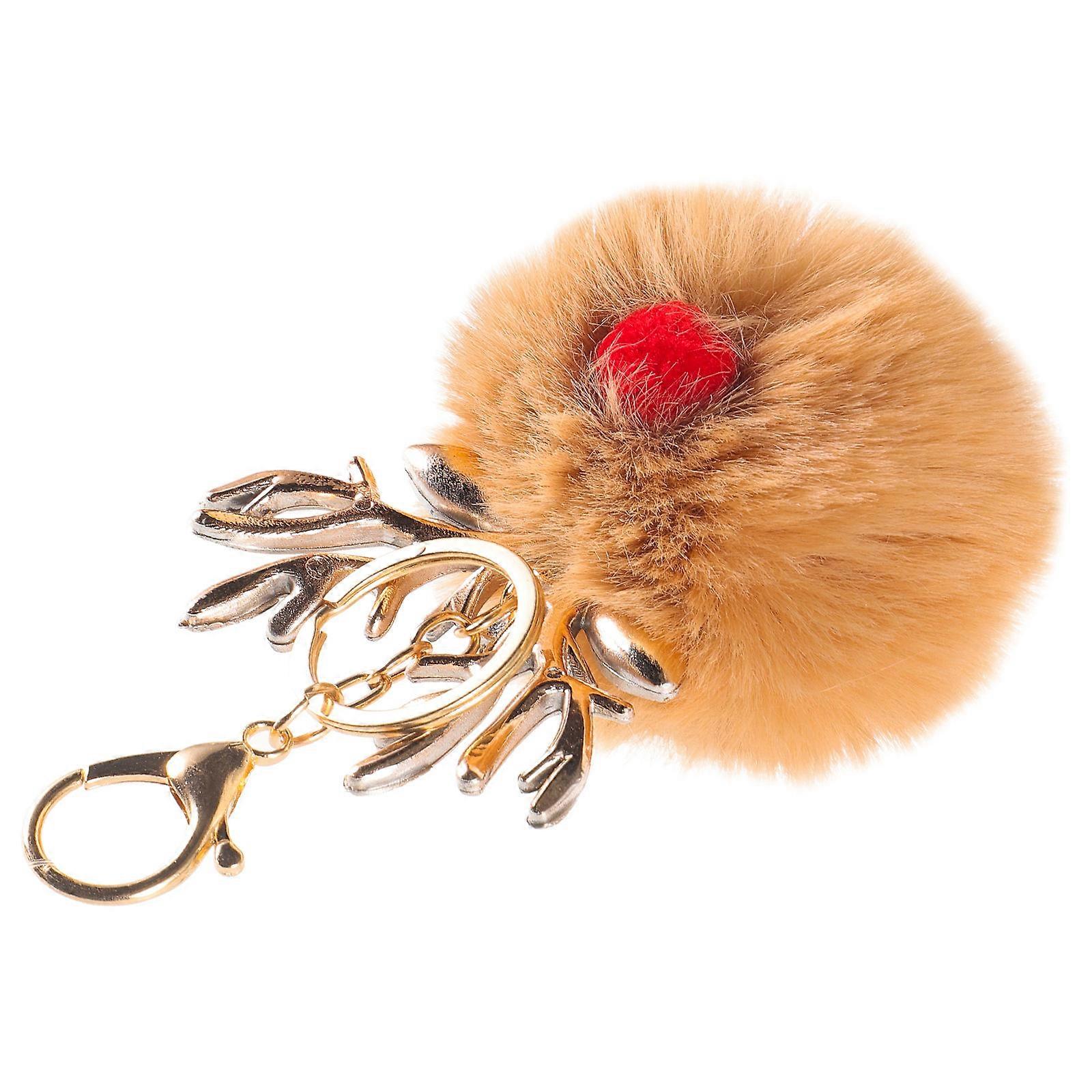 Fluffy Keychain Elk Pendant for Decor 3Pcs Cute Christmas Keychain Set