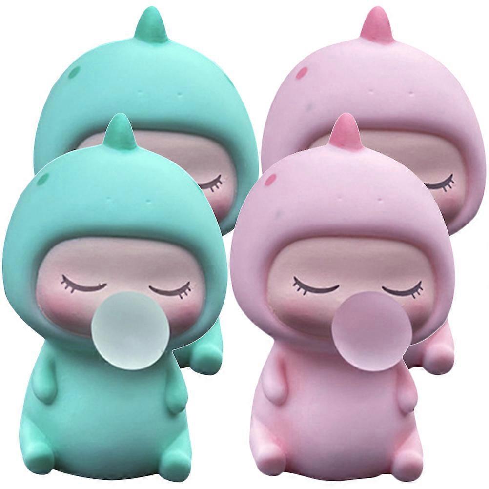 Assorted Color Dinosaur Figurines Car Dashboard Decorations 4Pcs Set