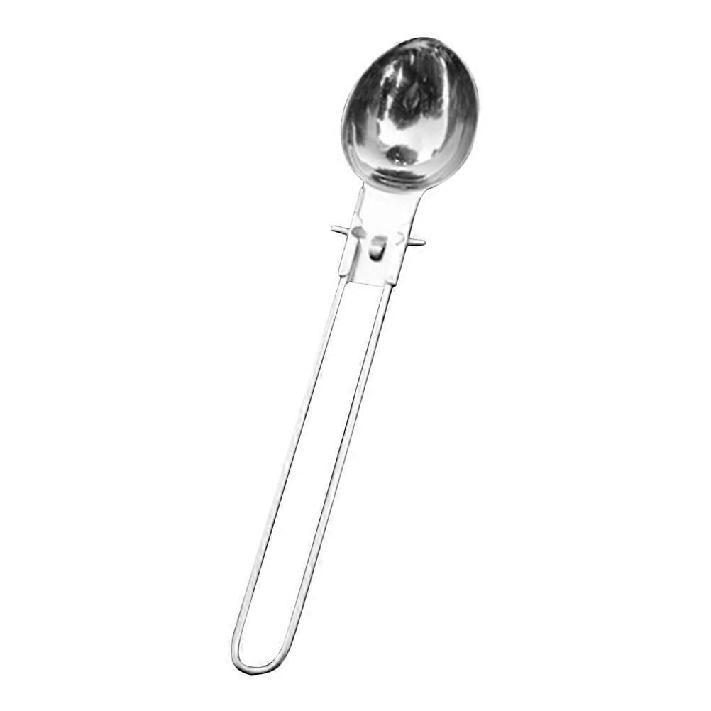 Foldable Camping Spoon 3Pcs Ergonomic Silver Utensils For Hiking And Picnics Lightweight Outdoor Use