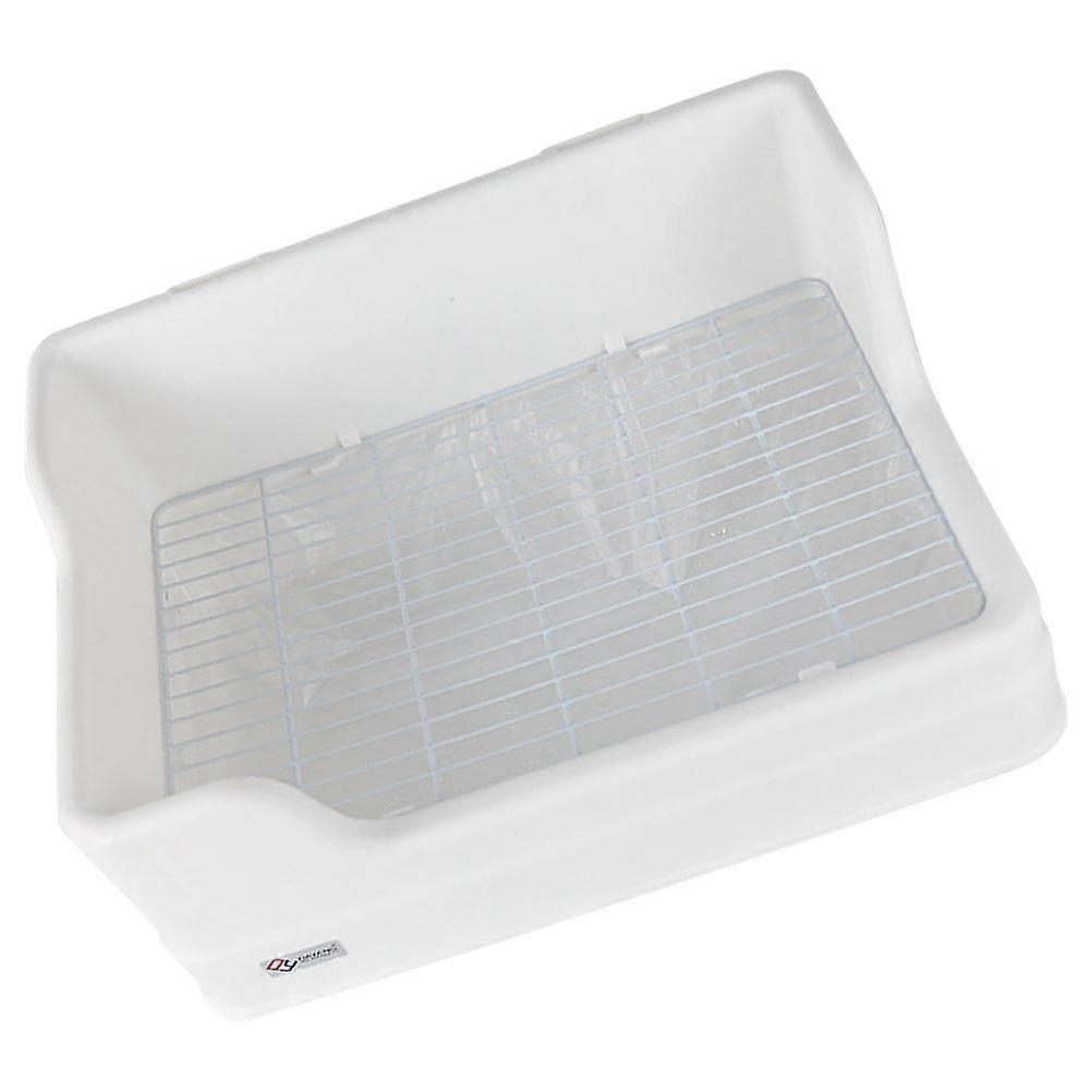 Pet Litter Box Rabbit Cage Toilet for Use 2Pcs White Tray Shaped Box