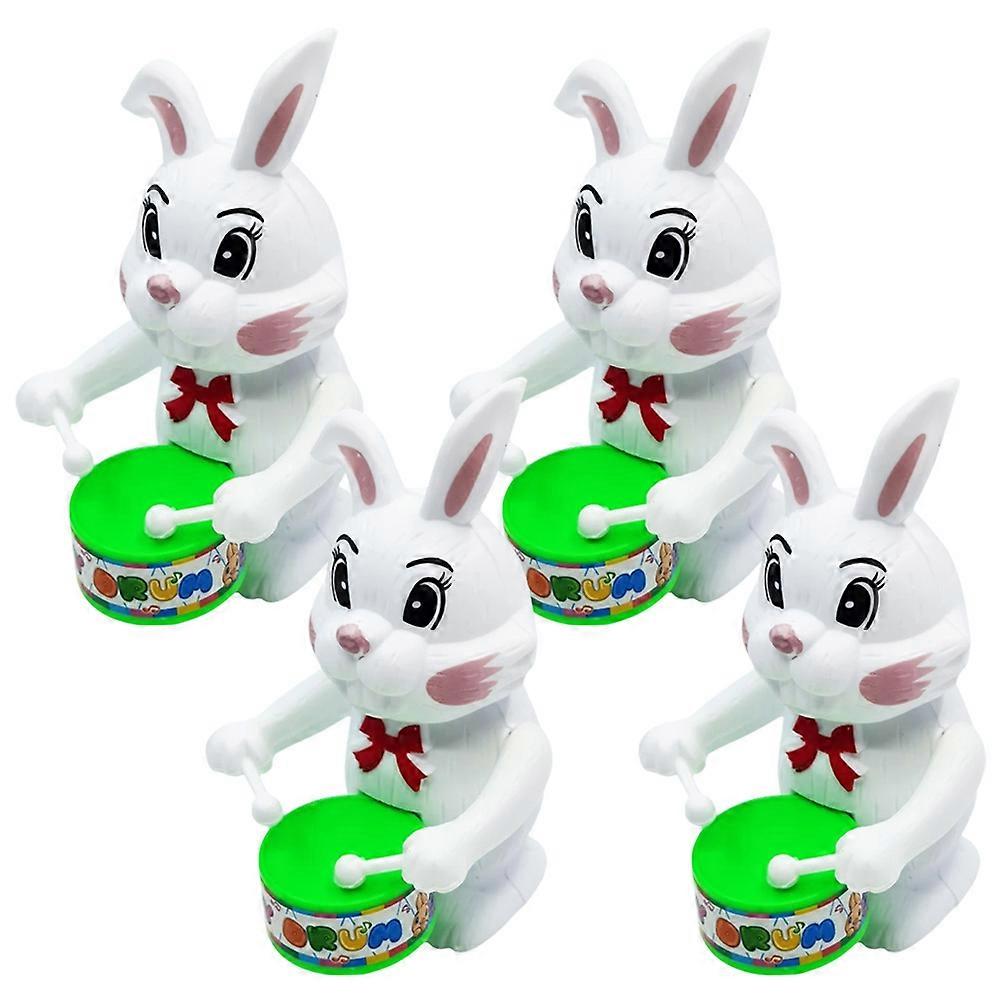 Interesting Clockwork Toy Rabbit Shape Children Birthday Party Abs Assorted Color Drumming Action 4Pcs