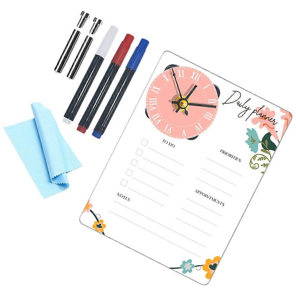 Acrylic White Board Memo Writing Board for Office 2Sets with Clock