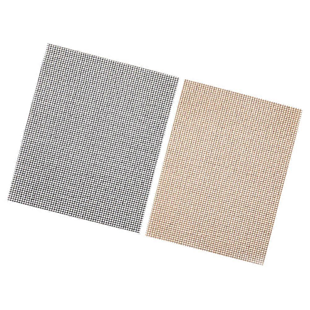 Barbecue Grid Mat Reusable Non-Stick High Temperature Resistant Dishwasher Safe Black BBQ Cooking Mats 2Set