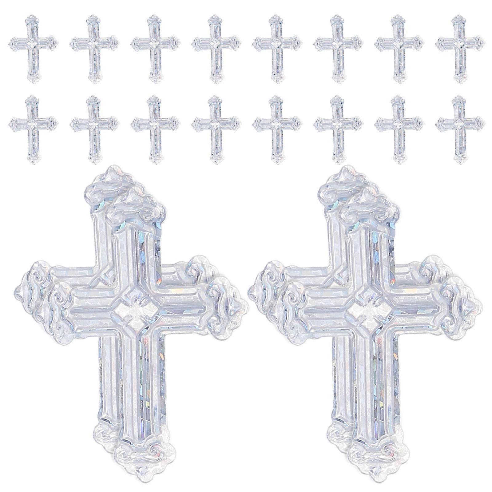 Silver Cross Table Confetti Plastic Scatter for Birthday Parties 4Packs