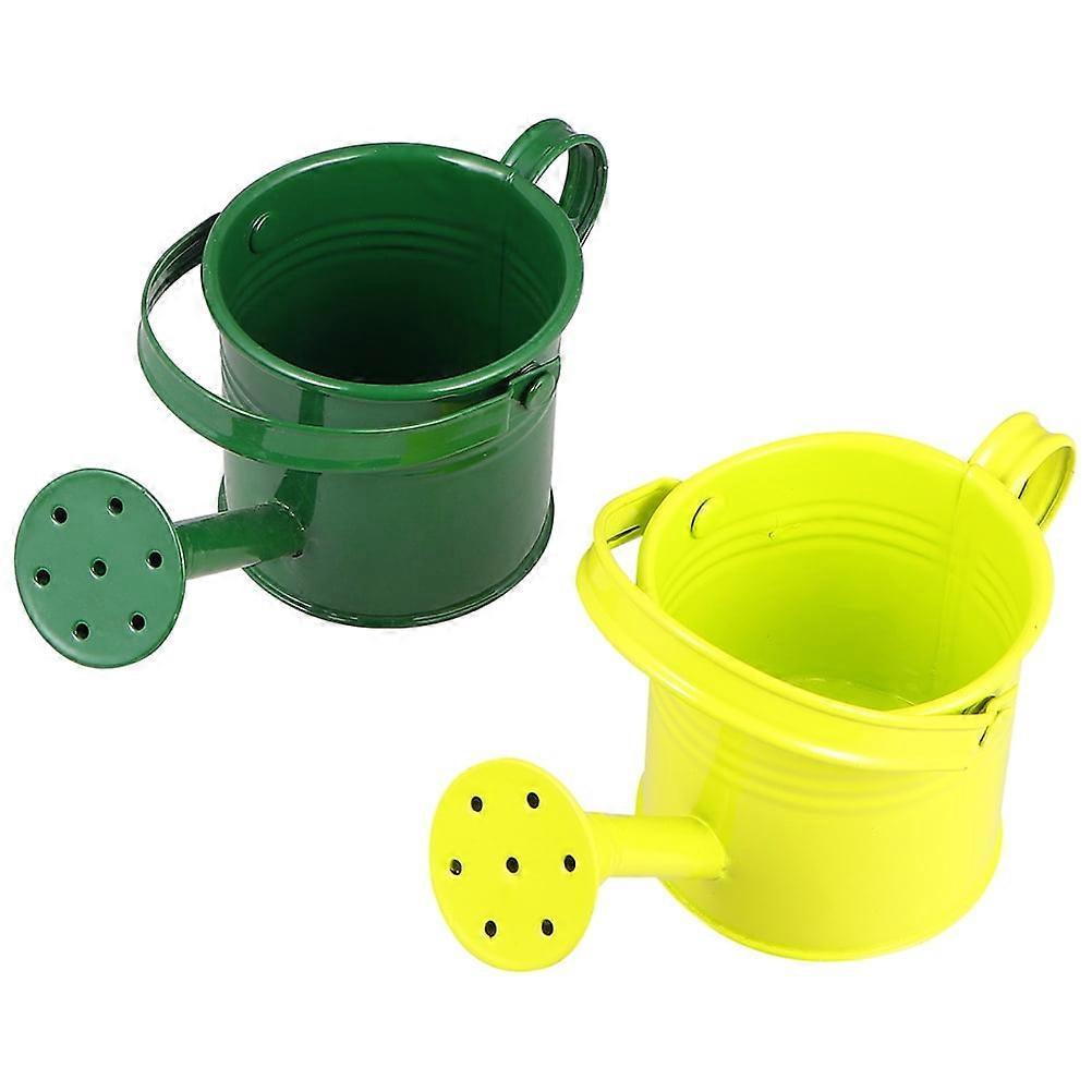 2pcs Durable Iron Sprinkling Kettles Portable Watering Cans for Garden