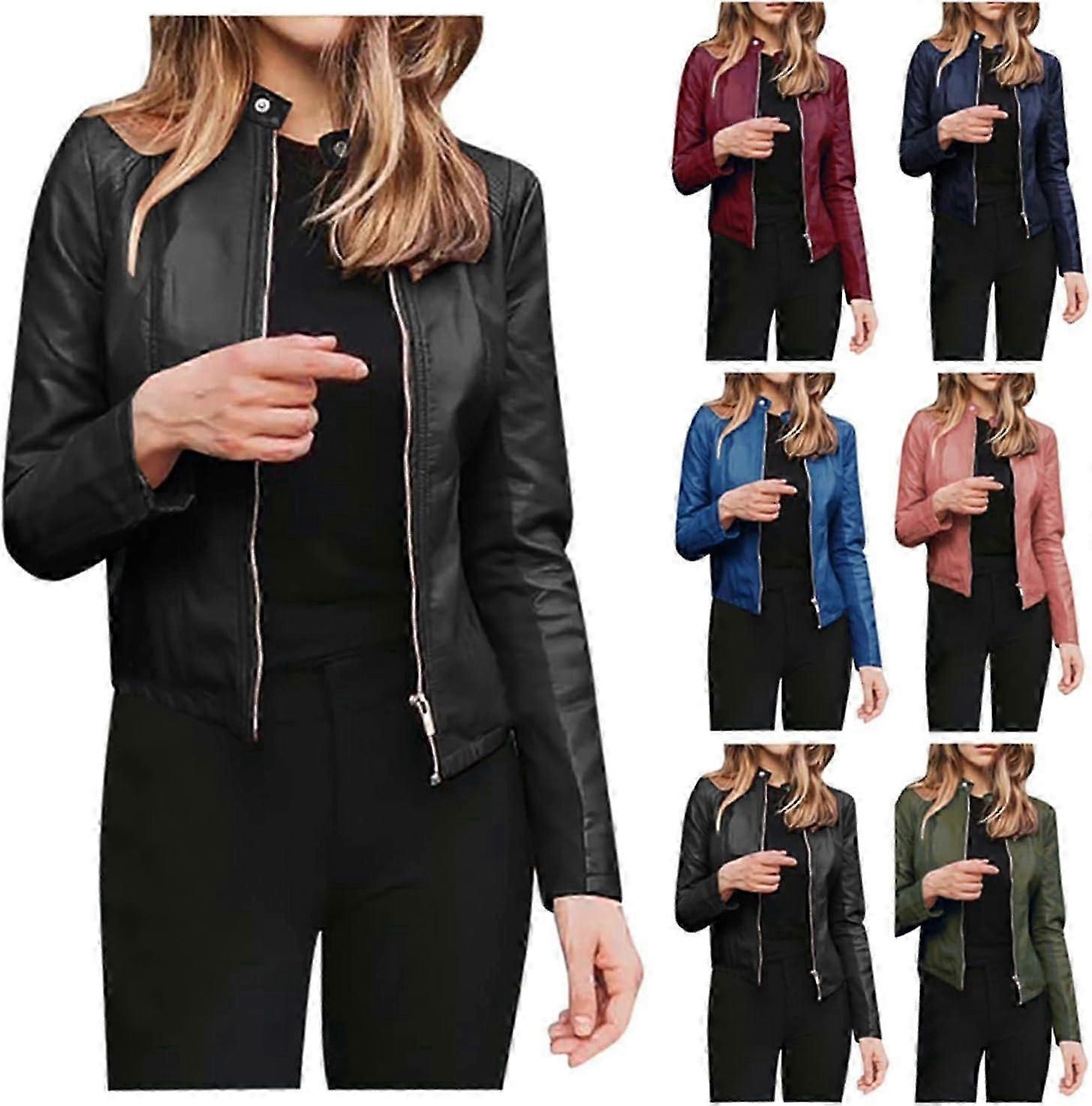Plus Size Leather Jacket for Motorcycle Riding - Women's Plus Size, Durable Material, Black Color, Stylish Fit