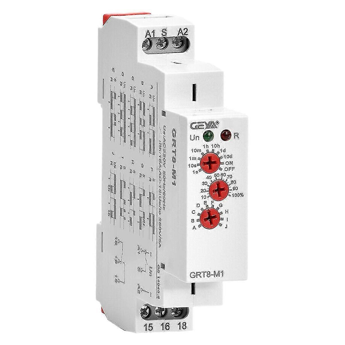 Geya Grt8-m1 On Off Time Delay Relay 16a Ac/dc12v-240v Multifunction Din Rail Automatic Timer Relay
