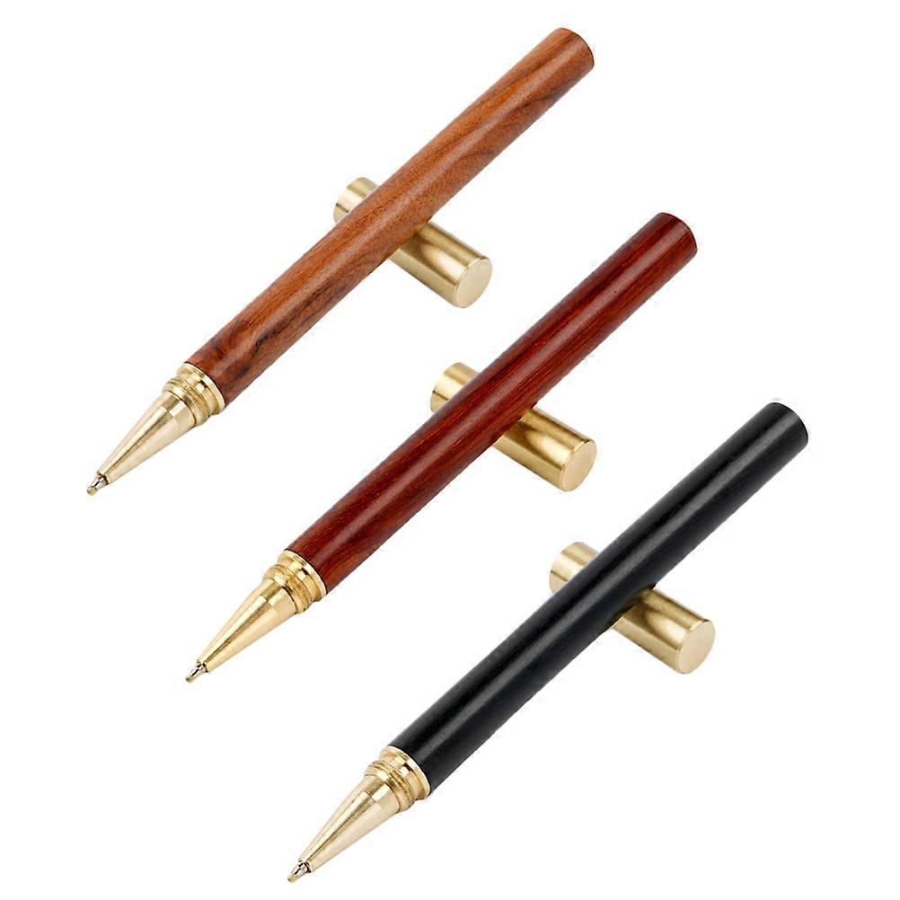 Gel Pens 3Pcs Office Writing Supply Smoothly Writing Without Scraping Paper Assorted Color and Wooden Brass Material