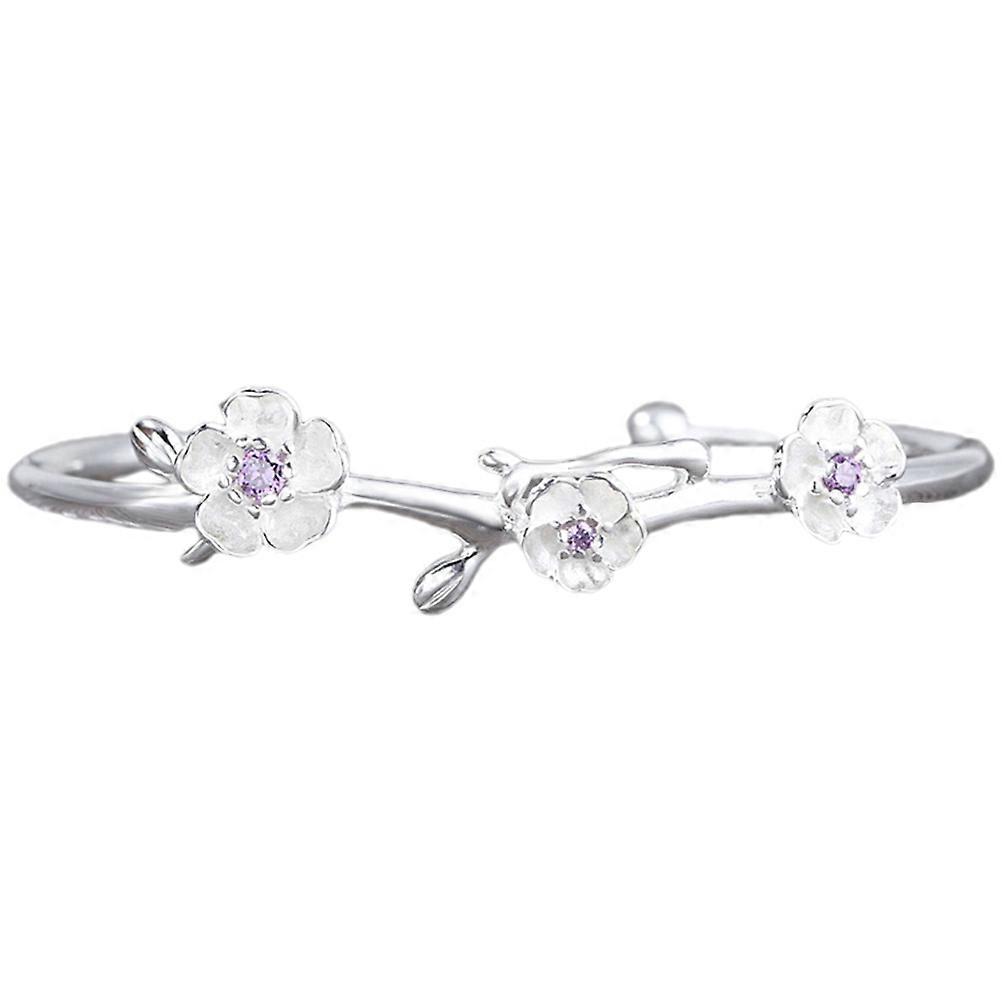 Flower Bracelet Adjustable Silver Opening Cuff Bangle 5Pcs Fashion Accessory