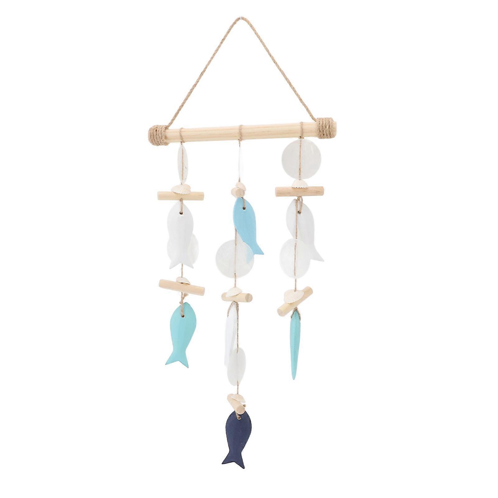 Fish Wind Chime Solid Wood Sea Theme Wall Decor Type 2 200g