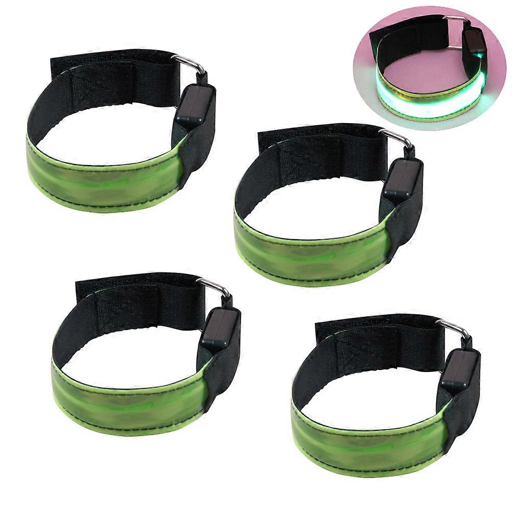 Fluorescent LED Bracelet for Running Jogging 8Pcs Green Reflective Wristbands