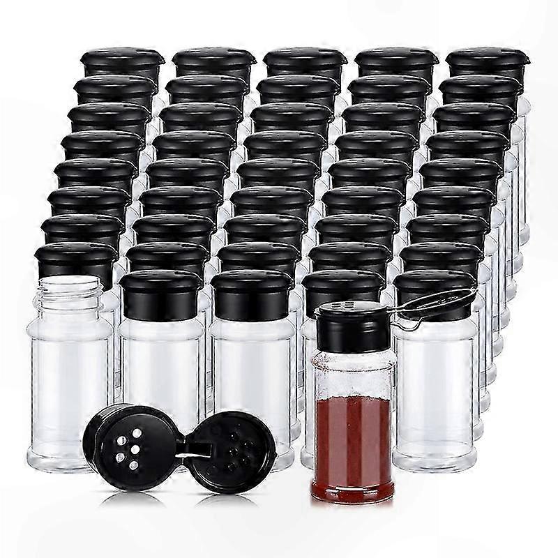 50-Pack Plastic Spice Bottles with Shaker Caps for Kitchen Storage and Organization