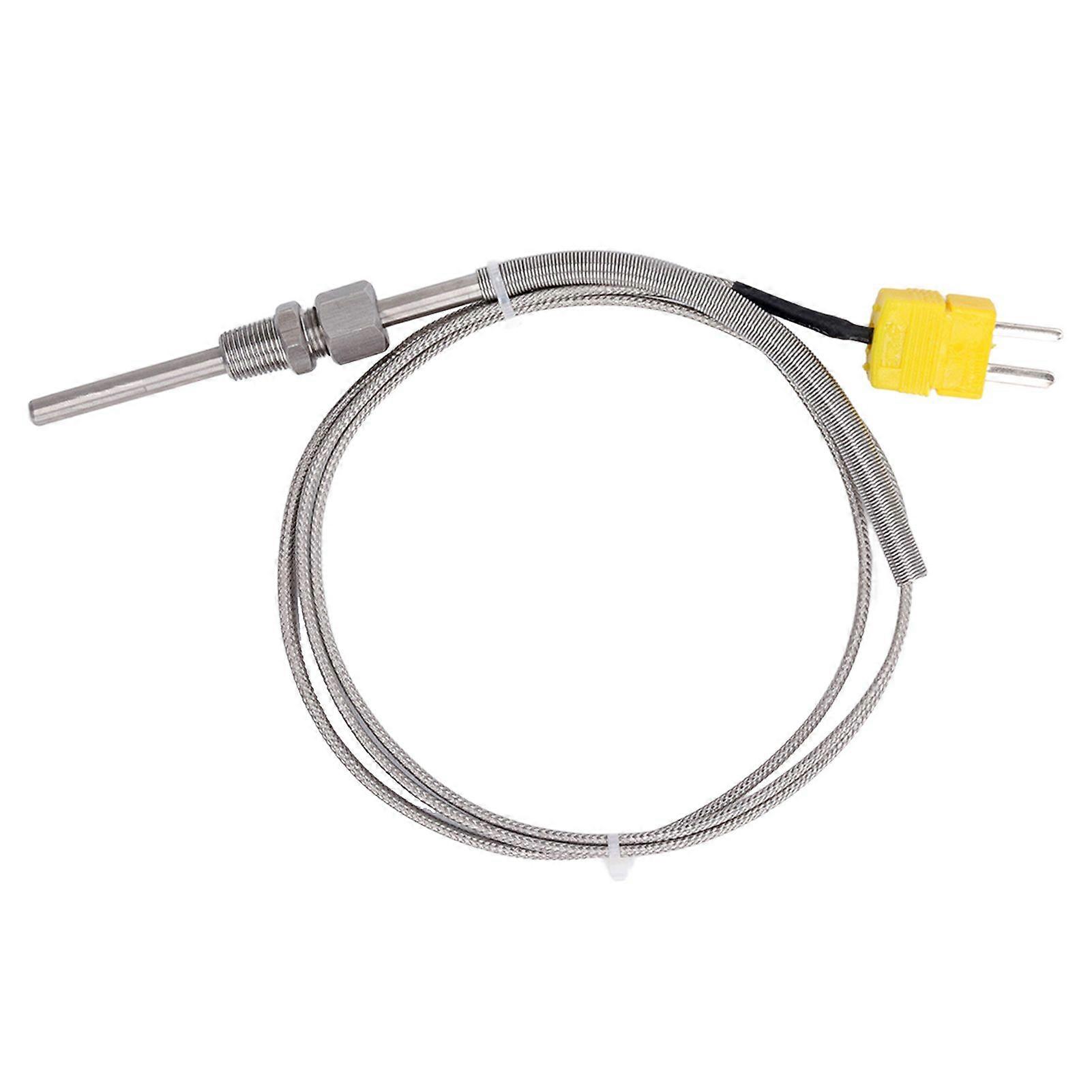 K Type Thermocouple Probe Temperature Sensor Detector Gauge 1/8in NPT Thread 80mm 1meter Yellow Male Plug