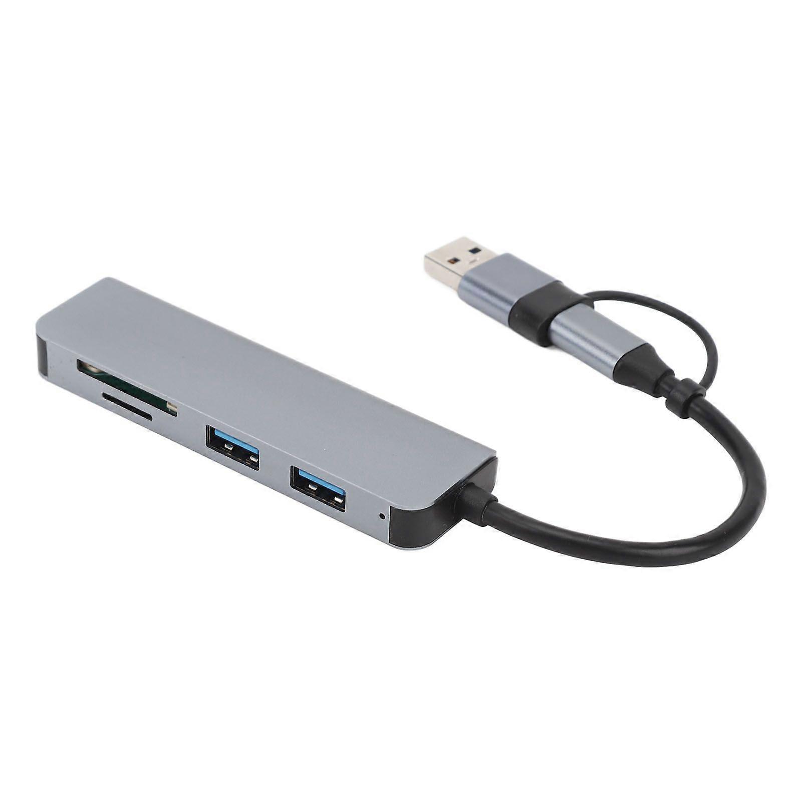 USB C Hub Multiport Adapter 5 in 1 with USB3.0 2.0 Storage Memory Card Reader for Laptops Phones Tablets