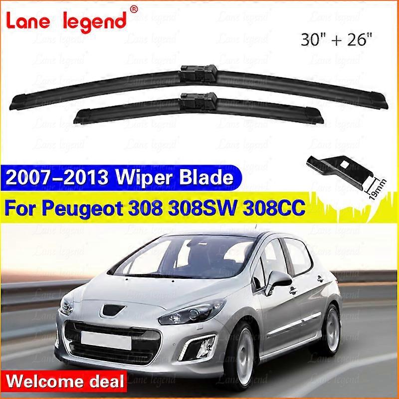 Applies to For Peugeot 308 308SW 308CC MK1 T7 2007-2013 LHD Front Wiper Blades Windshield Windscreen Window Brushes 2010 2011 2012 30"+26"