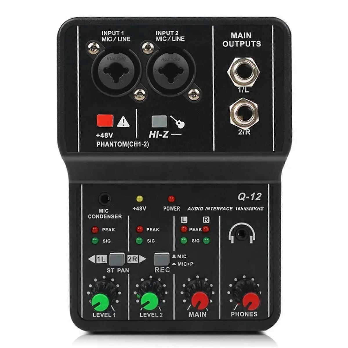 Professional Audio Mixer Sound Card with Monitor Electric Guitar Live Broadcast Recording for Studio Singing Computer PC