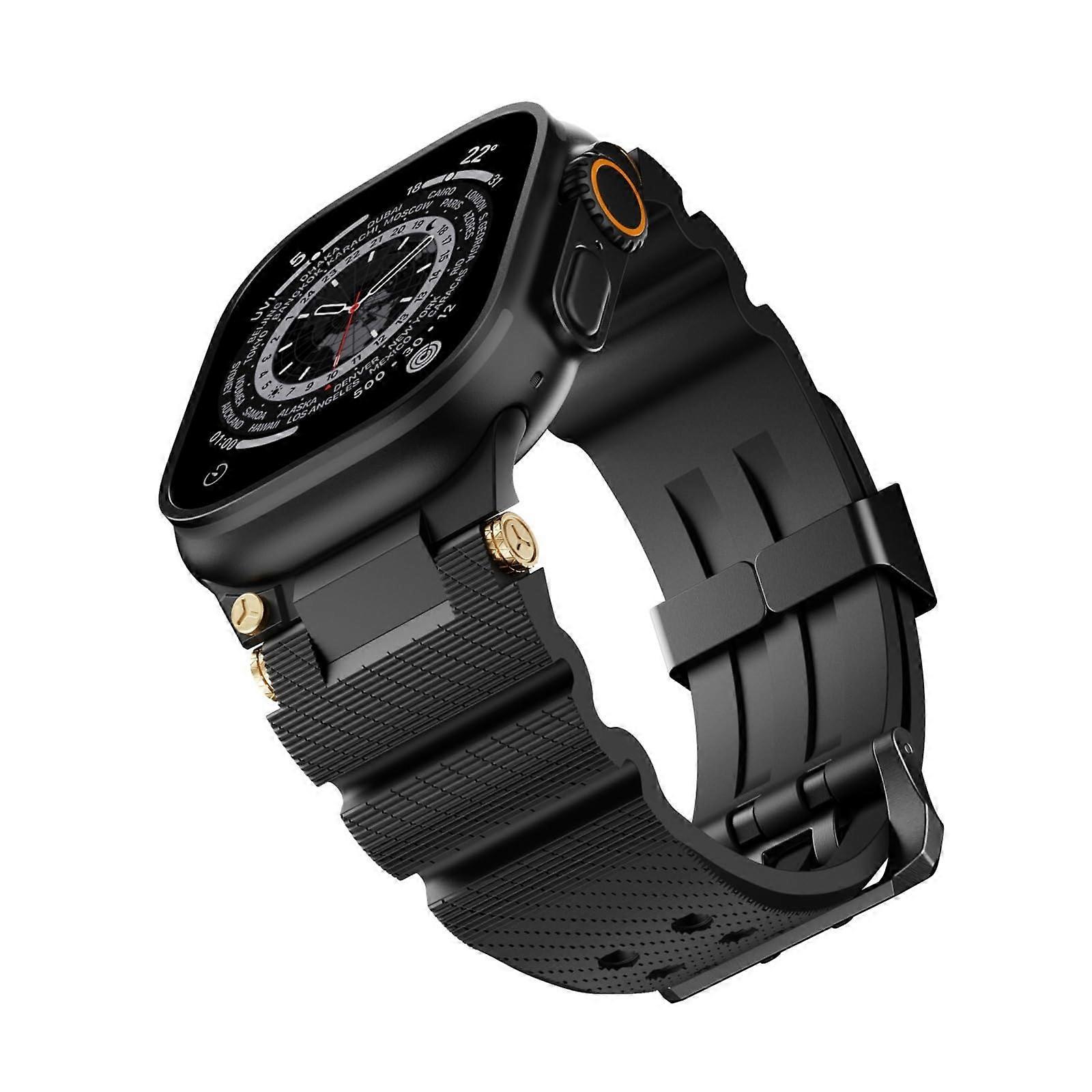 Rubber Watch Band For S10 44mm Waterproof Strap Black