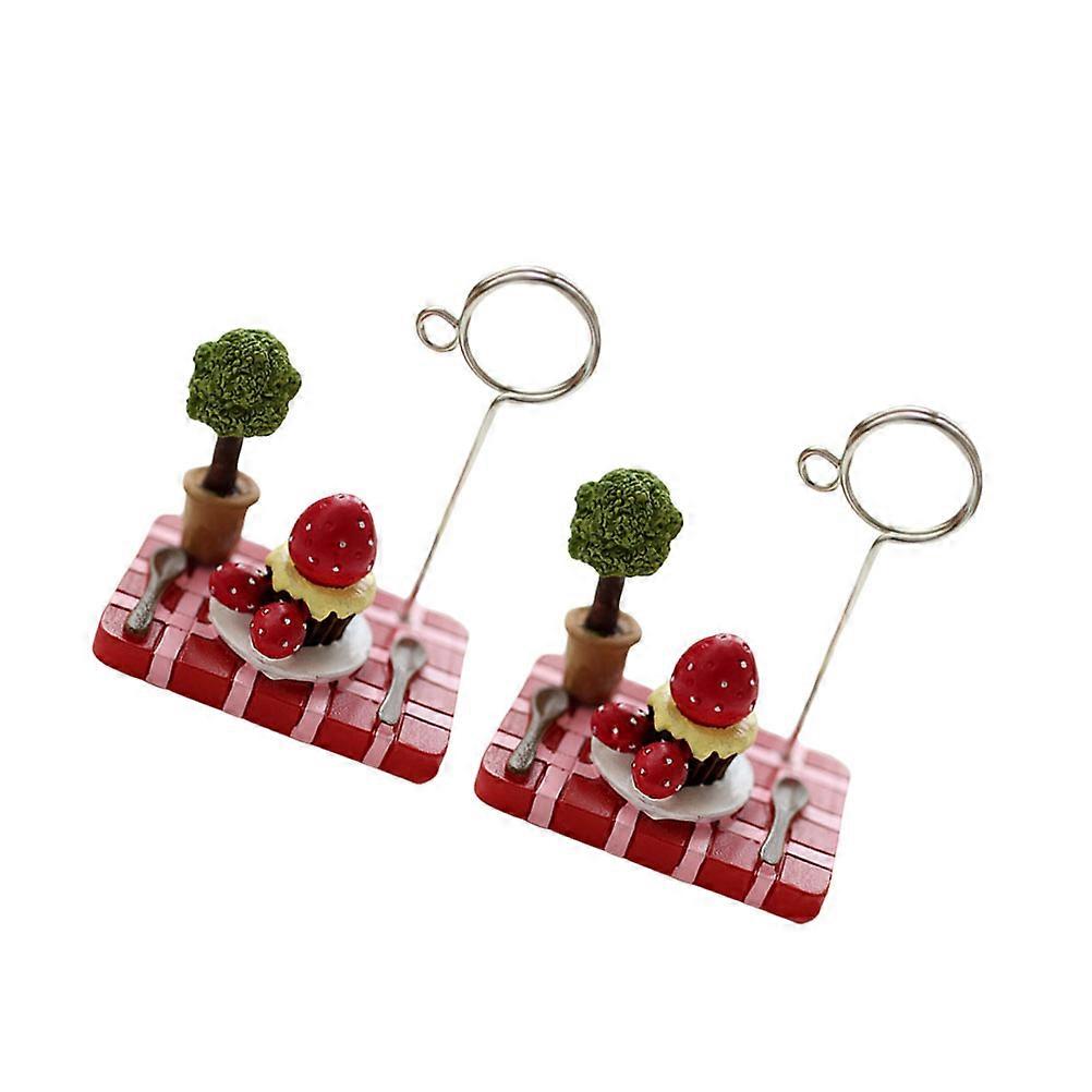 Note Clips Mini Strawberry Clamp for Decoration 2Pcs