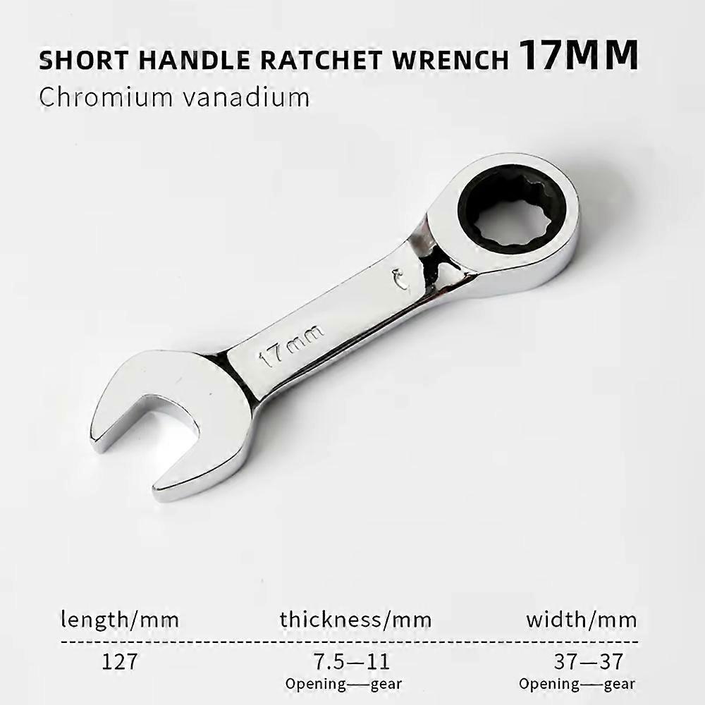 6-19mm 72 Teeth Ratchet Socket Spanner Short Handle Quick Ratchet Wrench Double End Stubby Single Wrench Hand Tools