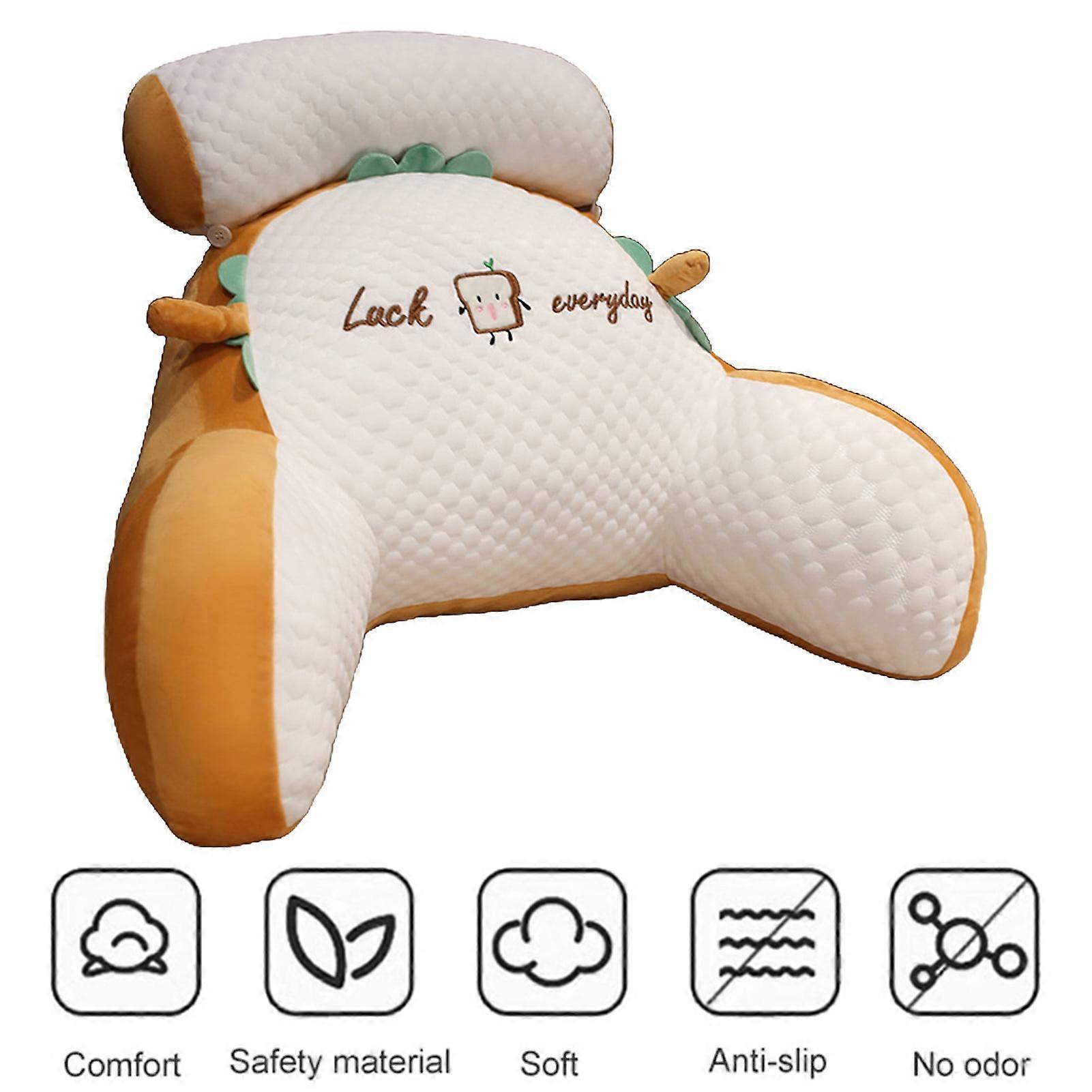 HEVIRGO Bed Rest Reading Backrest Pillow with Arm Support, Cartoon Print Detachable Support Sofa Couch Pillow Cushion