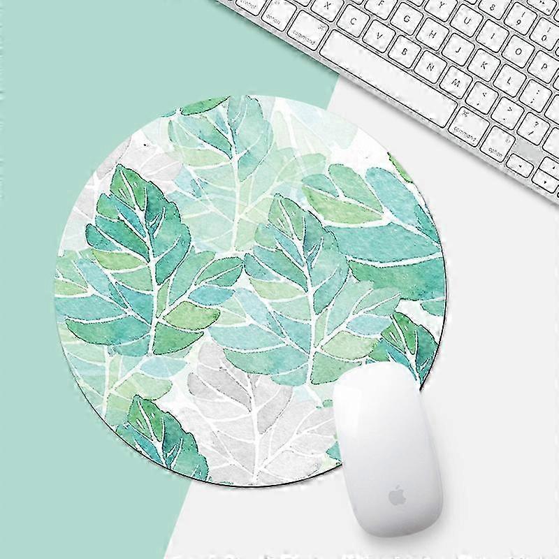 Green Sunflower Pattern Circular Mouse Pad, Diameter: 22cm 26s
