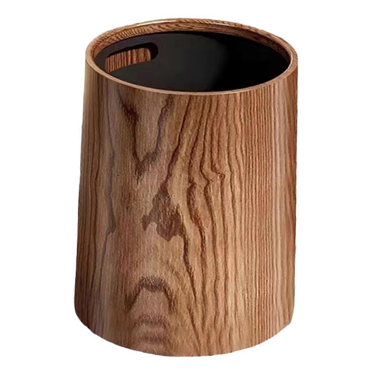 Rustic Wood Grain Kitchen Bin Large Capacity Counter Trash Can Bathroom Waste Paper Bin Durable Plastic