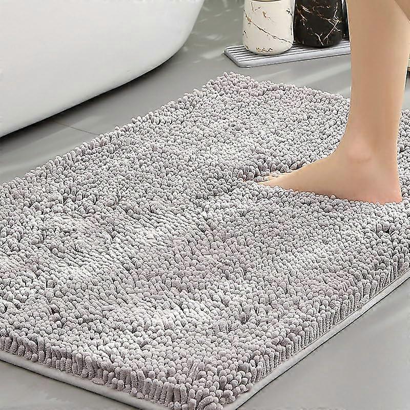 Bath Mat NonSlip Rectangular 40x180 Cm Light Gray Microfiber Washable QuickDry Absorbent Rug
