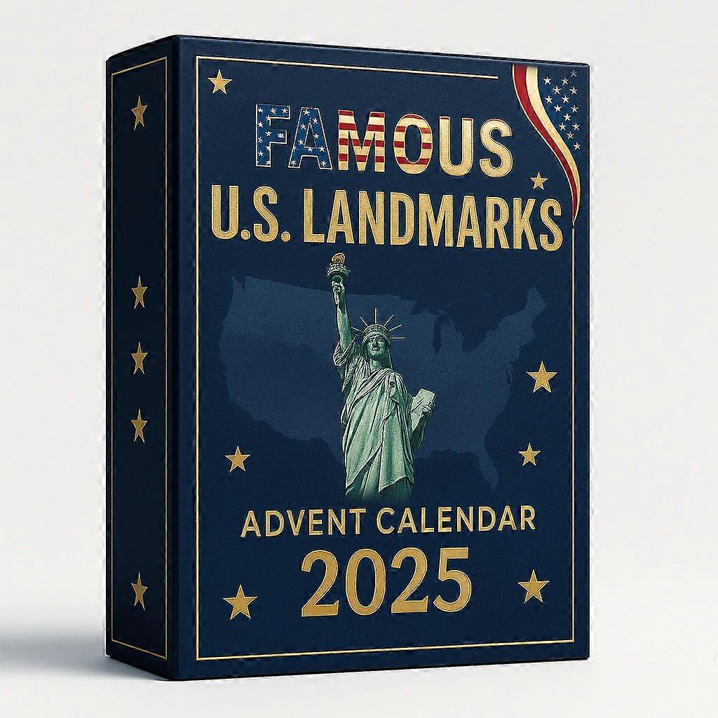 Ημερολόγιο Χριστουγέννων Advent 2025 - Ημερολόγιο αντίστροφης μέτρησης 24 ημερών, αμερικανικά κτίρια-ορόσημα, κουτί τυφλών, ακρυλικά στολίδια, διακόσμηση χριστουγεννιάτικου δέντρου, χριστουγεννιάτικα στολίδια