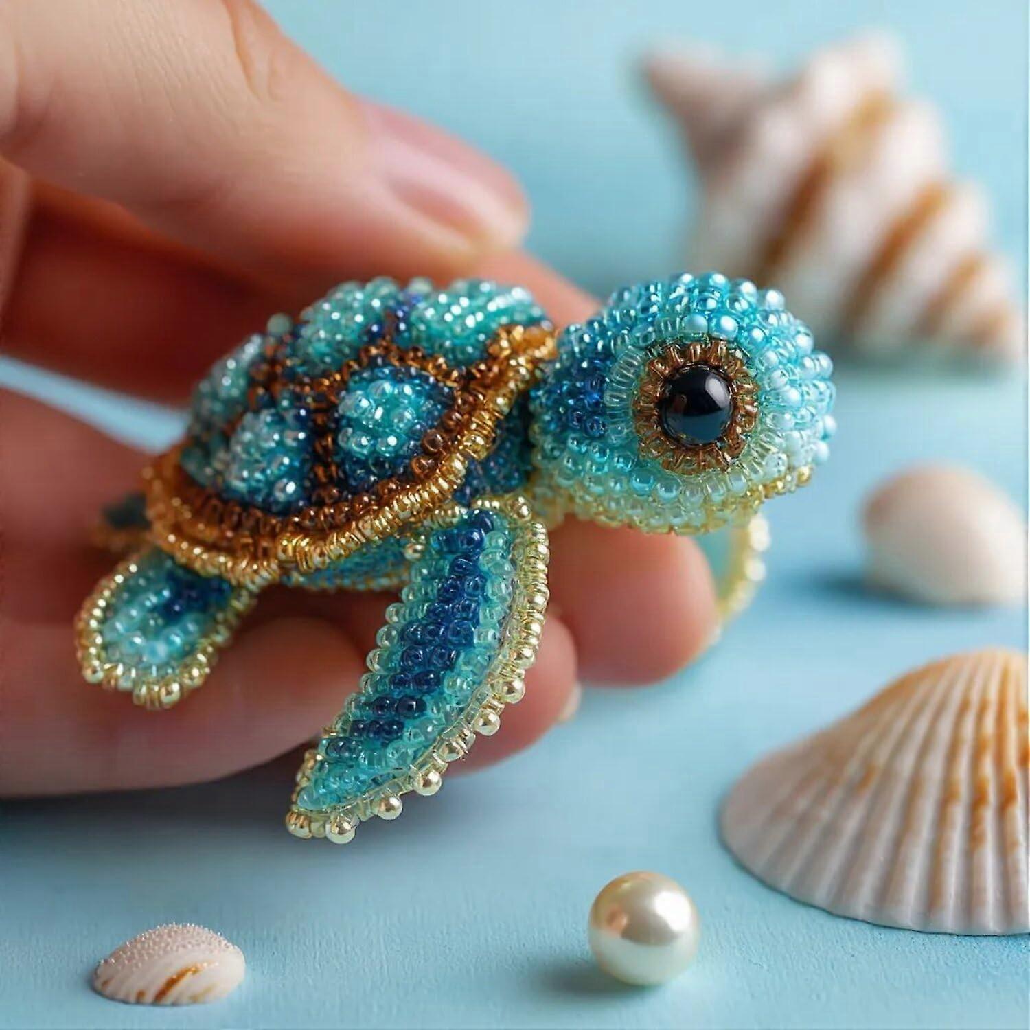 Octopus Bead Embroidery Kit, BeginnerFriendly Sea Creature Kit, Ocean Theme DIY With FullColor Instruction Sheet 01A
