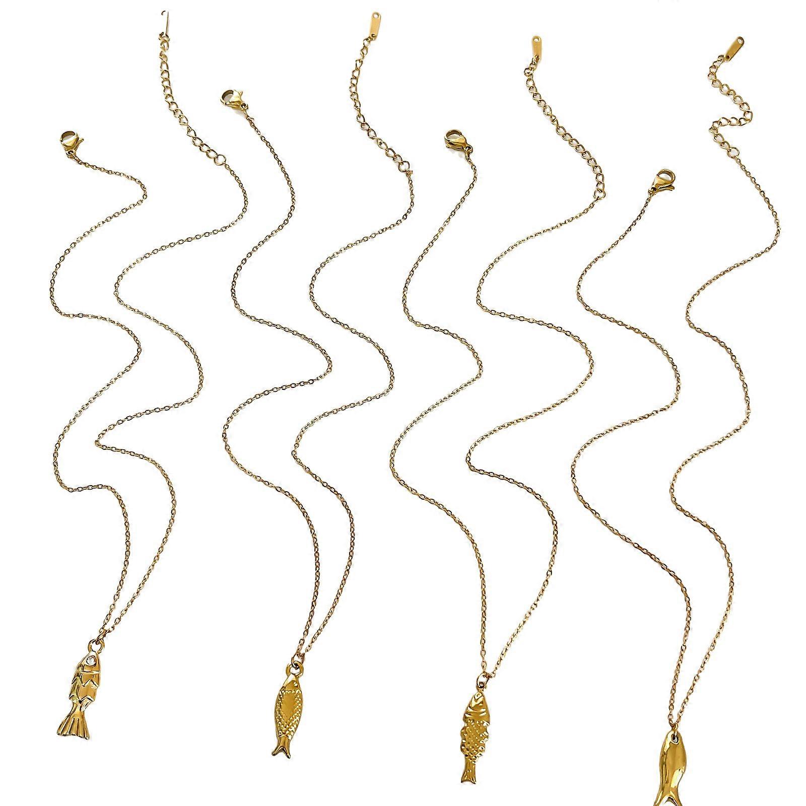 Ensemble de colliers à la mode avec des pendentifs de poisson uniques Robuste en acier inoxydable Cadeaux Décoration pour les femmes à la mode Utilisation quotidienne Multicolore