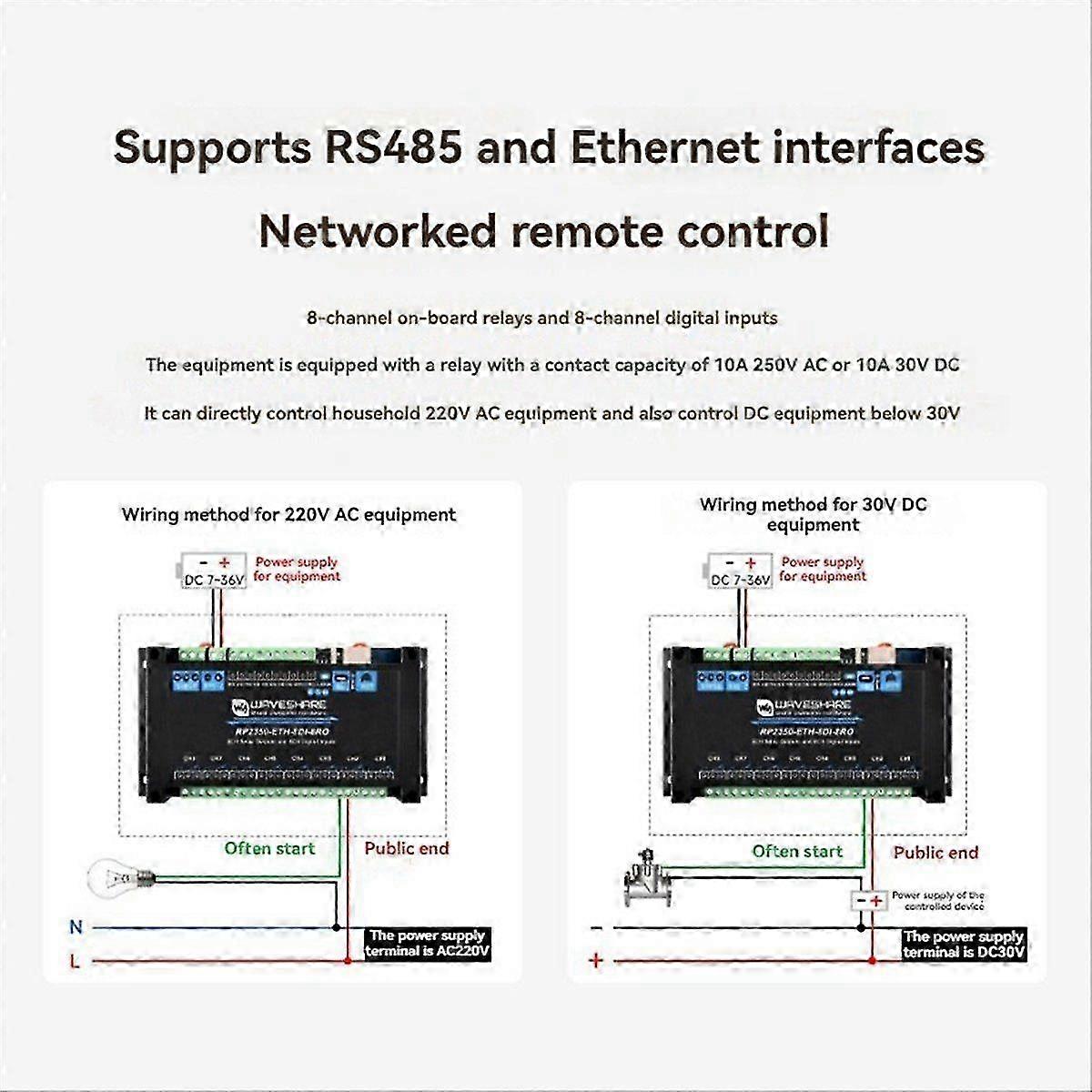 8-Ch Ethernet Relay Module with PoE and Modbus Protocol for Industrial Use hwy1630