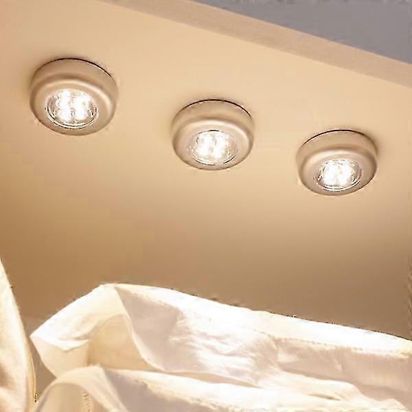 Set of 3 Battery Powered Self-Adhesive Spotlights with Warm White